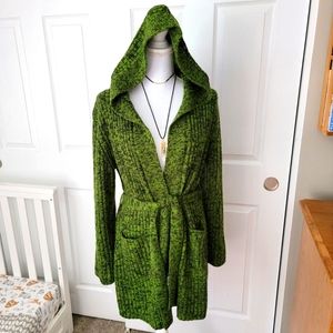 Hooded Wrap Cardigan Y2K Belted Knitwear Whimsigoth